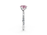 White gold Fancy Pink Round  Cut Diamond Pavé Band Solitaire with Four-Prong Setting_5