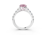 White gold Fancy Pink Round  Cut Diamond Pavé Band Solitaire with Four-Prong Setting_6