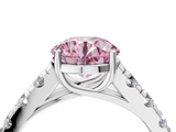 White gold Fancy Pink Round  Cut Diamond Pavé Band Solitaire with Four-Prong Setting_7