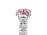 White gold Fancy Pink Round  Cut Diamond Pavé Band Solitaire with Four-Prong Setting_8