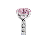 White gold Fancy Pink Round  Cut Diamond Pavé Band Solitaire with Four-Prong Setting_8