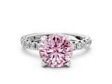 White gold Fancy Pink Round  Cut Diamond Pavé Band with Four-Prong Setting_12