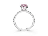 White gold Fancy Pink Round  Cut Diamond Pavé Band with Four-Prong Setting_16