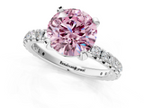 White gold Fancy Pink Round  Cut Diamond Pavé Band with Four-Prong Setting_1