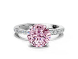 White gold Fancy Pink Round Cut Diamond Pavé Engagement Ring with Round  Accents and Prong Setting_41