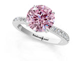 White gold Fancy Pink Round Cut Diamond Pavé Engagement Ring with Round  Accents and Prong Setting_42