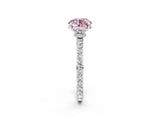 White gold Fancy Pink Round Cut Diamond Pavé Engagement Ring with Round  Accents and Prong Setting_43