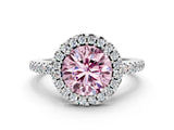White gold Fancy Pink Round Cut Diamond Pavé Halo Ring with Four-Prong Setting_41