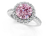 White gold Fancy Pink Round Cut Diamond Pavé Halo Ring with Four-Prong Setting_42