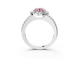 White gold Fancy Pink Round Cut Diamond Pavé Halo Ring with Four-Prong Setting_44