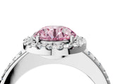 White gold Fancy Pink Round Cut Diamond Pavé Halo Ring with Four-Prong Setting_45