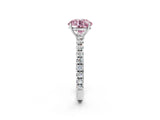 White gold Fancy Pink Round Cut Diamond Pavé Solitaire Engagement Ring with Four-Prong Setting_31