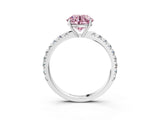White gold Fancy Pink Round Cut Diamond Pavé Solitaire Engagement Ring with Four-Prong Setting_32