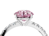 White gold Fancy Pink Round Cut Diamond Pavé Solitaire Engagement Ring with Four-Prong Setting_33