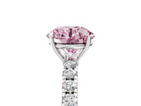 White gold Fancy Pink Round Cut Diamond Pavé Solitaire Engagement Ring with Four-Prong Setting_34
