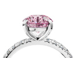White gold Fancy Pink Round Cut Diamond Pavé Solitaire Ring with Round Band and Prong Setting_17