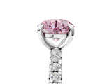 White gold Fancy Pink Round Cut Diamond Pavé Solitaire Ring with Round Band and Prong Setting_18