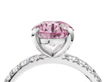 White gold Fancy Pink Round Cut Diamond Pavé Solitaire Ring with Round Band and Prong Setting_41