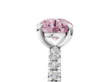 White gold Fancy Pink Round Cut Diamond Pavé Solitaire Ring with Round Band and Prong Setting_42