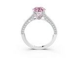 White gold Fancy Pink Round  Cut Diamond Pave Band with Four-Prong Setting_3