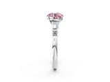 White gold Fancy Pink Round  Cut Diamond Ring with Baguette Side Stones, Channel Set Band, and Four-Prong Setting_2
