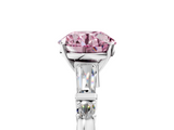 White gold Fancy Pink Round  Cut Diamond Ring with Baguette Side Stones, Channel Set Band, and Four-Prong Setting_5