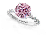 White gold Fancy Pink Round Cut Diamond Ring with Marquise and Round  Side Stones and Four-Prong Setting_54