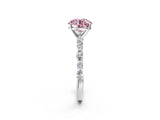 White gold Fancy Pink Round Cut Diamond Ring with Marquise and Round  Side Stones and Four-Prong Setting_55