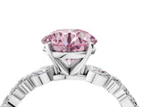 White gold Fancy Pink Round Cut Diamond Ring with Marquise and Round  Side Stones and Four-Prong Setting_57