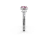 White gold Fancy Pink Round Cut Diamond Ring with Milgrain Pavé Band and Four-Prong Setting_34