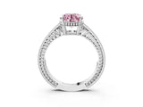 White gold Fancy Pink Round Cut Diamond Ring with Milgrain Pavé Band and Four-Prong Setting_35