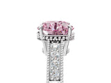 White gold Fancy Pink Round Cut Diamond Ring with Milgrain Pavé Band and Four-Prong Setting_37