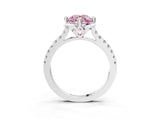 White gold Fancy Pink Round Cut Diamond Ring with Pavé Band and Floral Prong Setting_42
