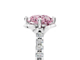 White gold Fancy Pink Round Cut Diamond Ring with Pavé Band and Floral Prong Setting_44