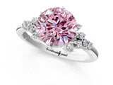 White gold Fancy Pink Round Cut Diamond Ring with Side Stones and Four-Prong Setting_71