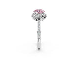 White gold Fancy Pink Round Cut Diamond Scalloped Halo Engagement Ring with Round Shared Prong Band_15