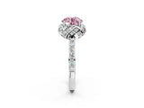 White gold Fancy Pink Round Cut Diamond Scalloped Halo Engagement Ring with Round Shared Prong Band_21