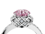 White gold Fancy Pink Round Cut Diamond Scalloped Halo Engagement Ring with Round Shared Prong Band_23