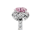 White gold Fancy Pink Round Cut Diamond Scalloped Halo Engagement Ring with Round Shared Prong Band_24