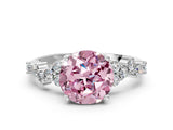 White gold Fancy Pink Round Cut Diamond Scattered Round Accent Ring with Prong Setting_12
