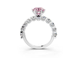 White gold Fancy Pink Round Cut Diamond Side Stone Engagement Ring with Four-Prong Setting_51