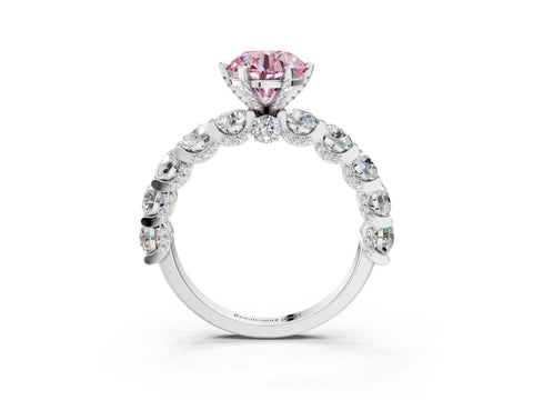 White gold Fancy Pink Round Cut Diamond Side Stone Engagement Ring with Four-Prong Setting_51