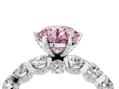 White gold Fancy Pink Round Cut Diamond Side Stone Engagement Ring with Four-Prong Setting_52