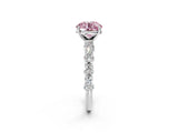White gold Fancy Pink Round Cut Diamond Side Stone Solitaire Ring with Round  and Four-Prong Setting_26