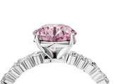 White gold Fancy Pink Round Cut Diamond Side Stone Solitaire Ring with Round  and Four-Prong Setting_28