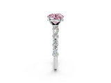 White gold Fancy Pink Round Cut Diamond Side Stone Solitaire Ring with Round  and Four-Prong Setting_91