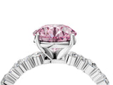 White gold Fancy Pink Round Cut Diamond Side Stone Solitaire Ring with Round  and Four-Prong Setting_93