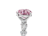 White gold Fancy Pink Round Cut Diamond Side Stone Solitaire Ring with Round  and Four-Prong Setting_94