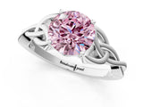 White gold Fancy Pink Round Cut Diamond Solitaire Celtic Knot Ring with Four-Prong Setting_30