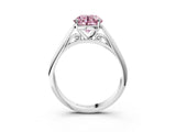 White gold Fancy Pink Round Cut Diamond Solitaire Engagement Ring with Cathedral Setting and Four-Prong Mount_41